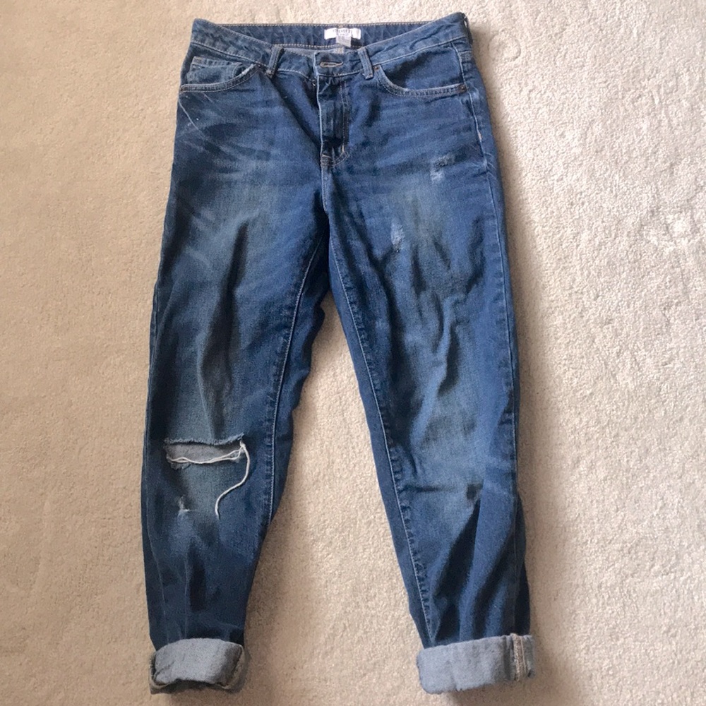 High Waisted Distressed Mom Jeans